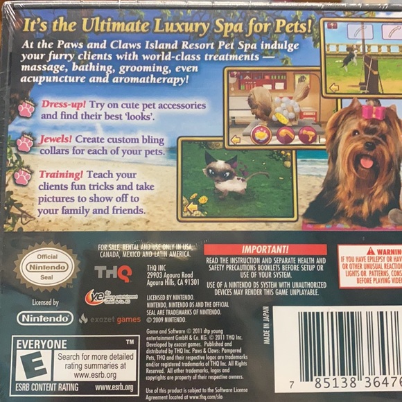 NEW Nintendo DS pampered Petz 2 paws and claws New unopened pig. - Picture 2 of 6